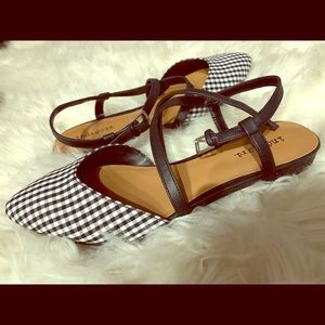🏁 Black n white pointy plaid flats 🏁